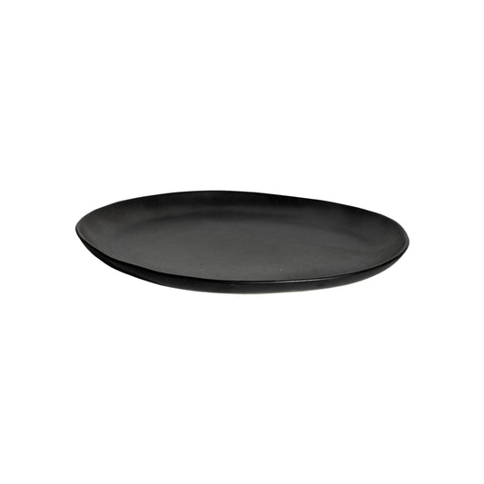 Deya Medium Plain Shallow Plate - Black